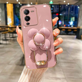 外殼 VIVO V25 PRO 5G VIVO V25 5G V25E 4G TPU 三維風車支架支架手機殼超薄電鍍光滑
