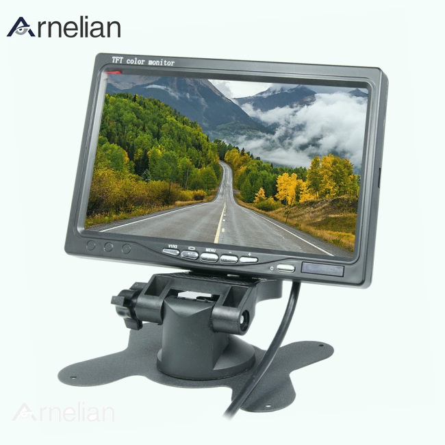 Arnelian 車載顯示器 7 英寸 Tft 液晶屏 2 路視頻輸入 Pal/ntsc 12v 顯示後視安全攝像頭配件