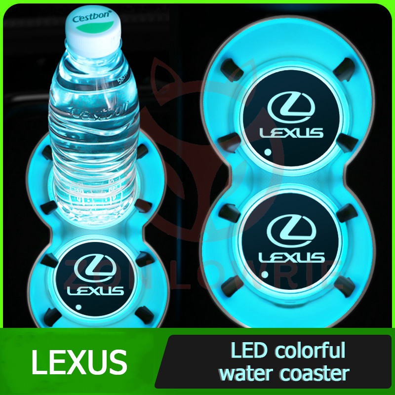 適用於Lexus凌志RX200 ES200 ES250 ES300h NX200t 汽車水杯墊七彩色Led氣氛燈 水杯燈