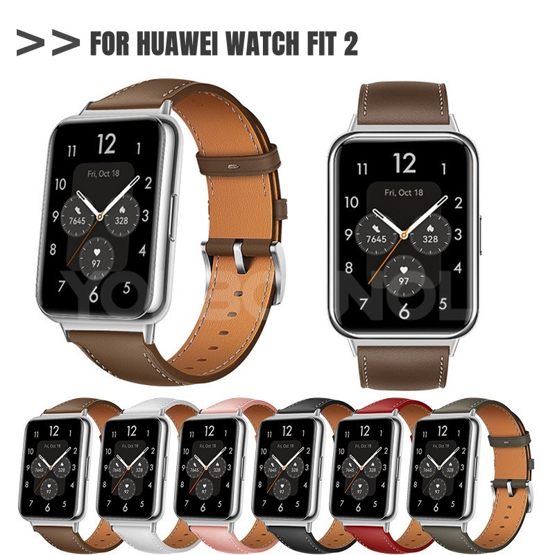 真皮錶帶適用於Huawei Watch Fit 2 頭層牛皮替換錶帶華為Fit2