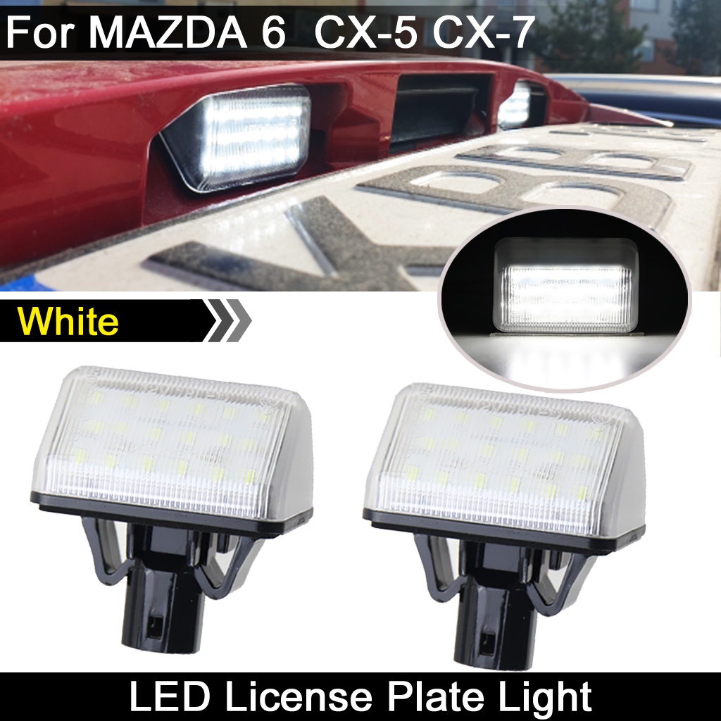 2 件白色 LED 車牌燈適用於馬自達 6 2002-2015 適用於 CX-7 2007-2012 適用於 CX-5