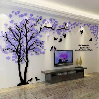 3D亞克力 情侶樹左版 DIY水晶立體牆貼 自貼式 客廳 沙發 電視牆 壁貼 鏡面牆紙 背景裝飾 家居
