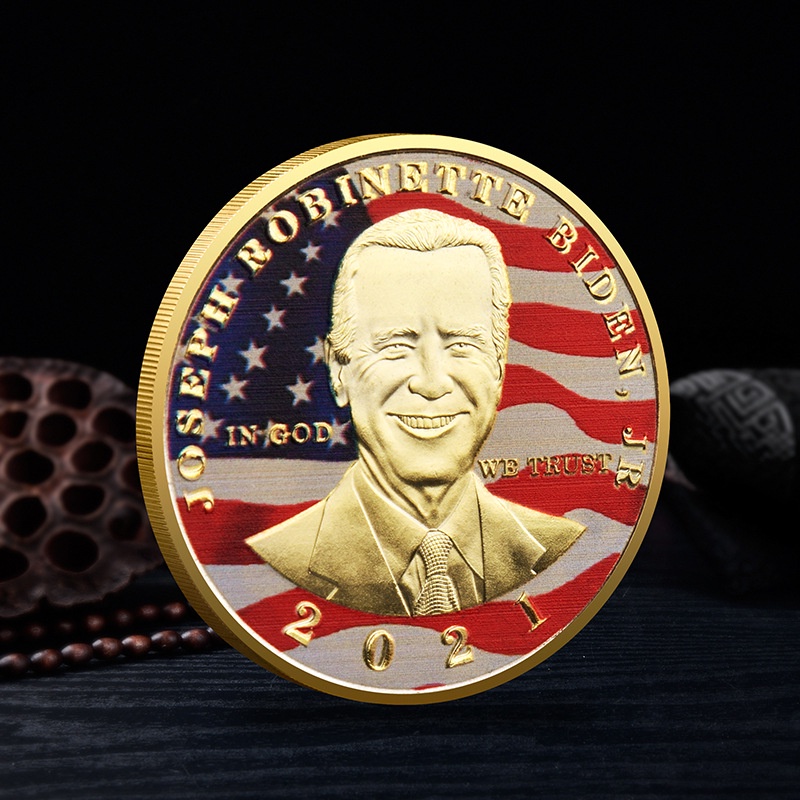 工廠直銷 大賣 挑戰硬幣人像紀念幣美國總統拜登紀念章外貿收藏金屬烤漆徽章 RB5V