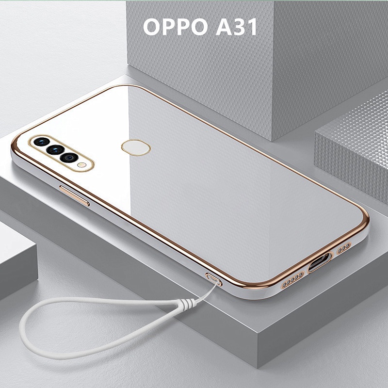 外殼 OPPO A31 外殼電鍍掛繩套軟 TPU 手機殼 OPPO A31 2020