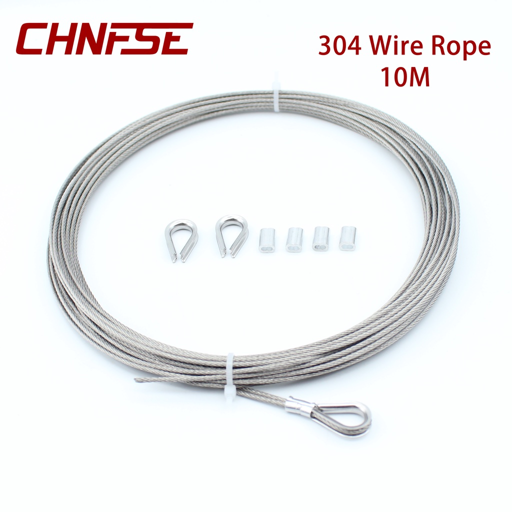 高強度 304 不銹鋼鋼絲繩(1.2mm/1.5mm/2.0mm) - 每卷 10 米 - 贈品配件