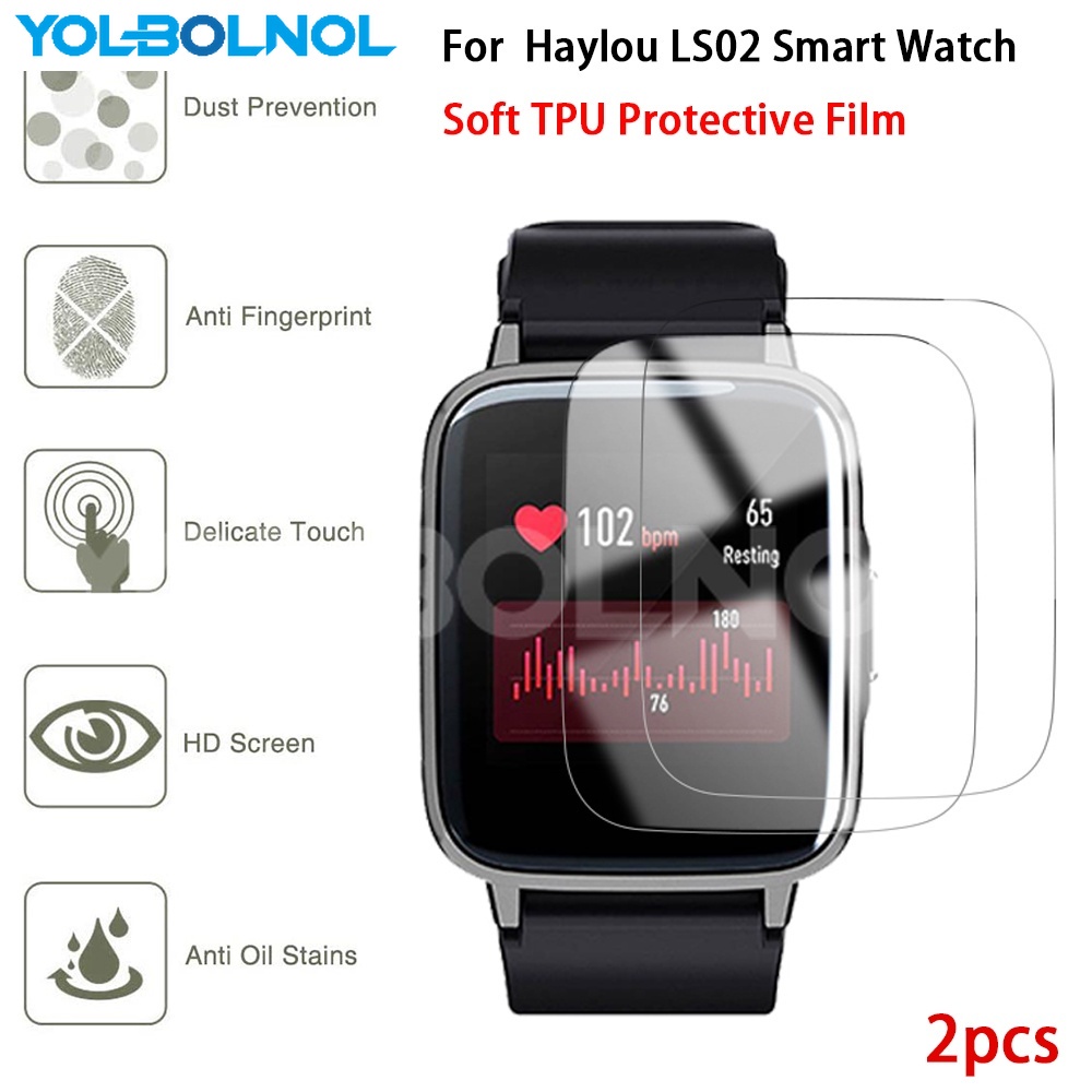 適用於Haylou Solar LS02智能手錶屏幕保護膜2pcs TPU軟膜透明保護膜LCD全面
