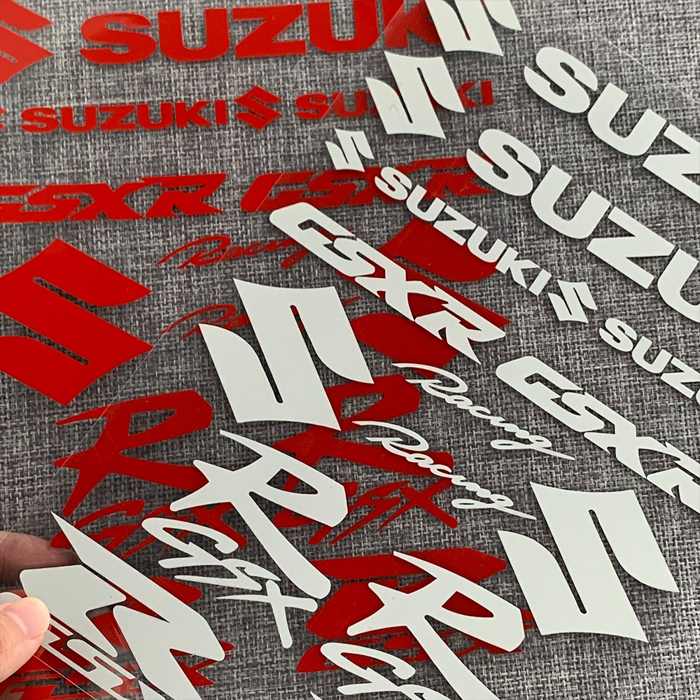 SUZUKI 鈴木反光車身油箱貼頭盔貼gsxr 18CM X 25.5CM反光貼銀+紅