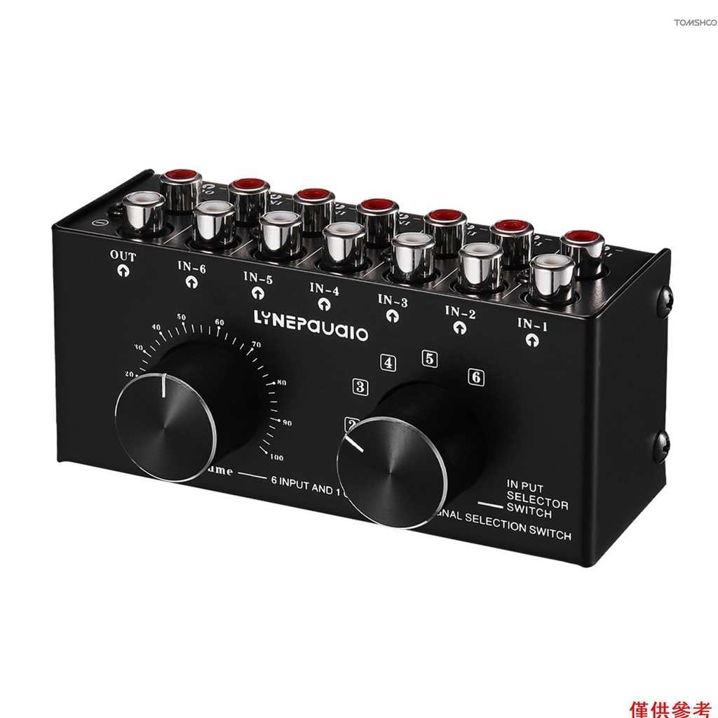 Lynepauaio 6 進 1 出音頻切換器音頻信號選擇器盒分配器分配器帶音量控制 RCA 插孔[16][新到貨]