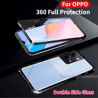 Oppo Reno 9 Pro 5G 8T Reno8 T 8 4G A1手機殼雙面鋼化玻璃外殼翻蓋雙面玻璃360 玻璃