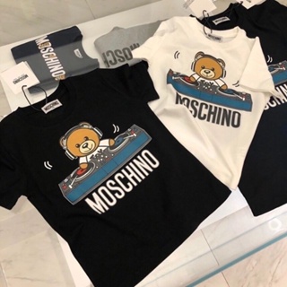 歐美夏季新款moschino DJ音樂DJ小熊純棉短袖男女情侶圓領T恤潮流