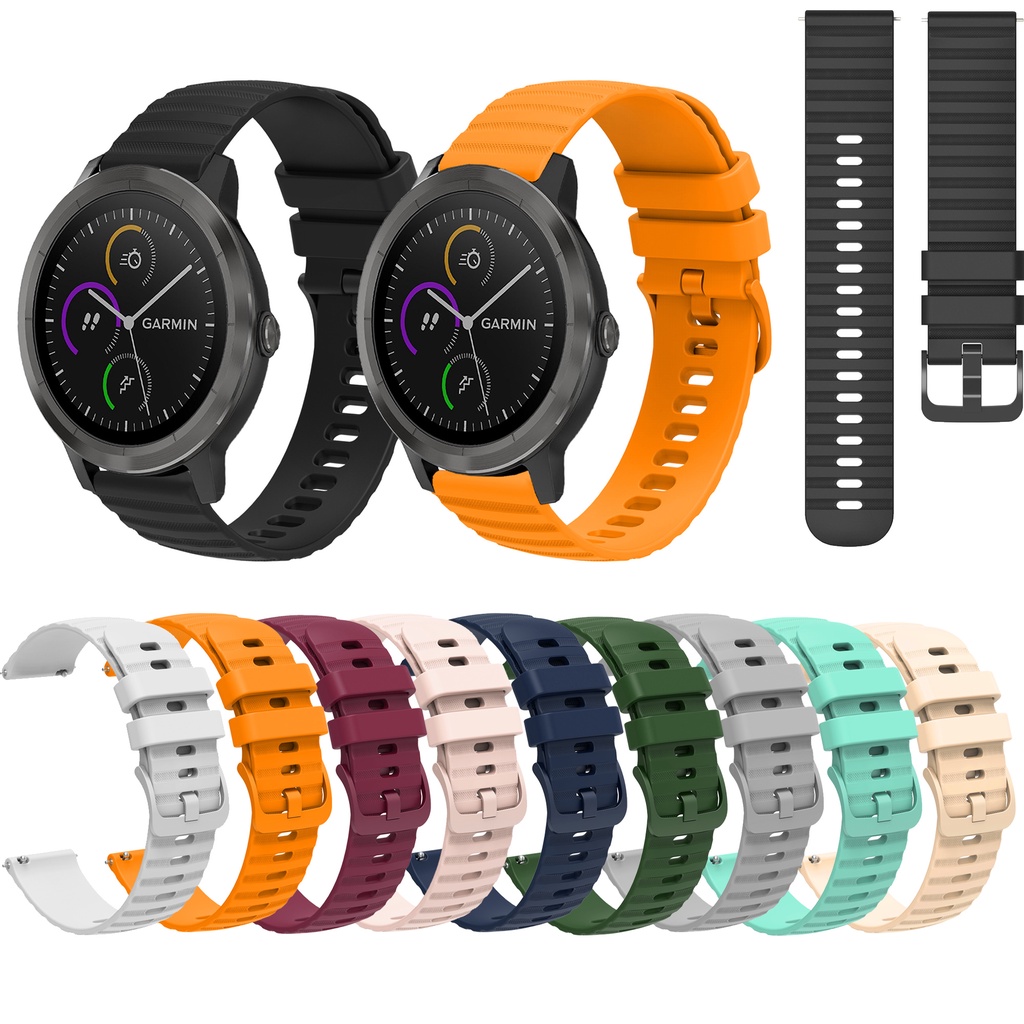 佳明Garmin Vivoactive 3 SQ 音樂智能手錶配件運動手鍊的腕帶矽膠錶帶 彩色扣