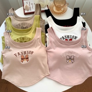 【HOSS】美式休閑內搭運動背心 帶胸墊小背心吊帶 短版 百搭 辣妹美背文胸一體外穿上衣女