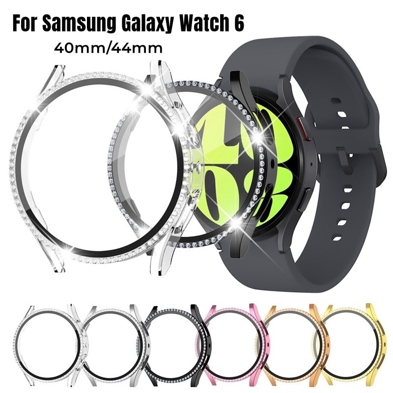 鑲鑽一體殼 適用於 三星Galaxy Watch 6 5 4 保護殼 保護膜一體殼 Active2 40MM 44MM