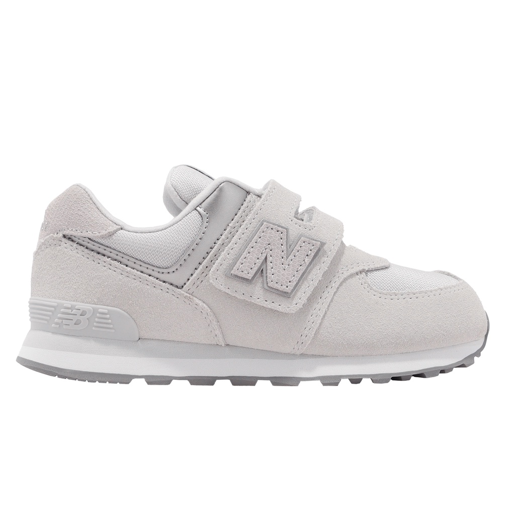 New Balance 574 寬楦 灰白 銀 NB 童鞋 小朋友 魔鬼氈  [YUBO] PV574ES1 W楦