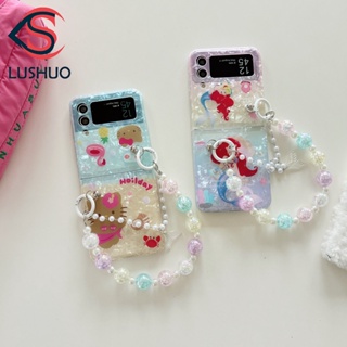 SAMSUNG Lushuo 手機殼適用於三星 Galaxy Z Flip 3 5G 和 Z Flip 4 可愛三麗鷗
