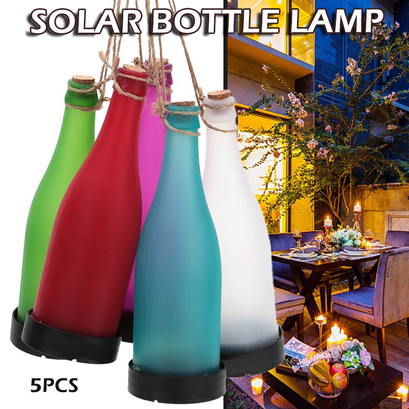 太陽能酒瓶燈戶外裝潢燈LED造型燈塑膠酒瓶燈公園別墅庭院吊燈