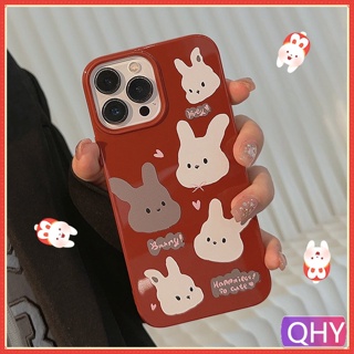 Qhy -紅色可愛幸運兔兔手機殼兼容iphone 15 14 plus se 2020 11 12 13 pro xr