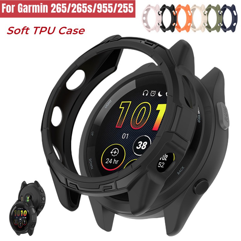適用於 佳明手錶Garmin Forerunner 265 265S 955 255 軟空心保護殼 邊框鎧甲矽膠保護套