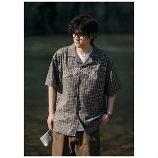 流行款韓版街頭嘻哈男士垂墜襯衫印花字母大碼短袖襯衫