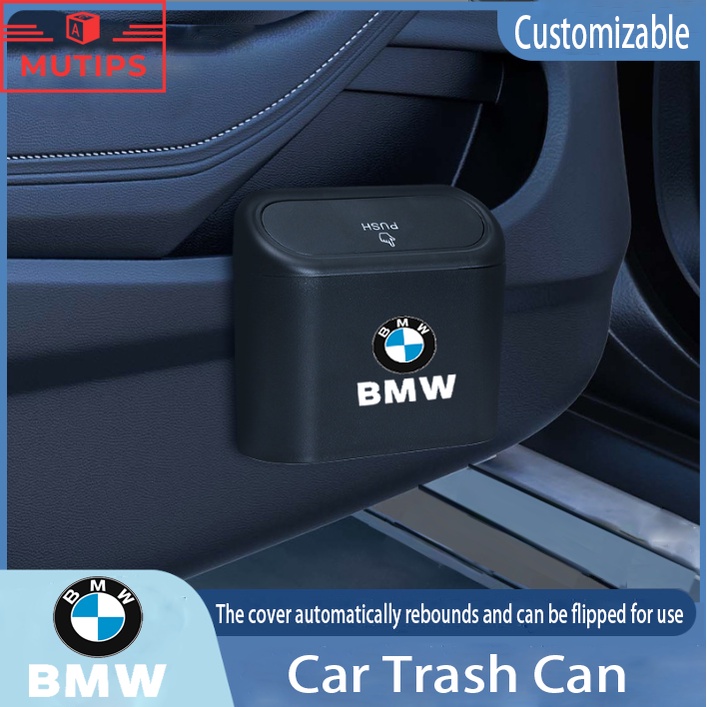寶馬車載便攜式迷你垃圾桶掛式翻蓋後座防水ABS收納盒適用於BMW E36 E46 E30 E90 F10 F30 E39