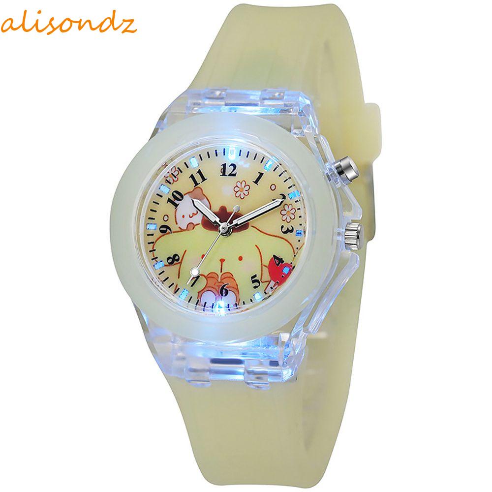 ALISOND1Kuromi發光LED手錶卡哇伊兒童玩具學生裝飾時尚珠寶庫羅米冷凍發光二極管電子手錶