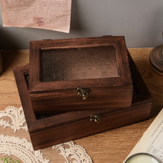木質復古展示櫃 化妝品雜物收納櫃子 帶抽屜北歐風桌面收納盒