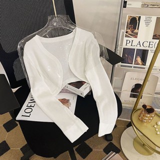 【特大尺碼M-5XL 30-80kg】設計感小眾小外套女夏季防曬無袖短版早春披肩針織罩衫薄款外搭上衣