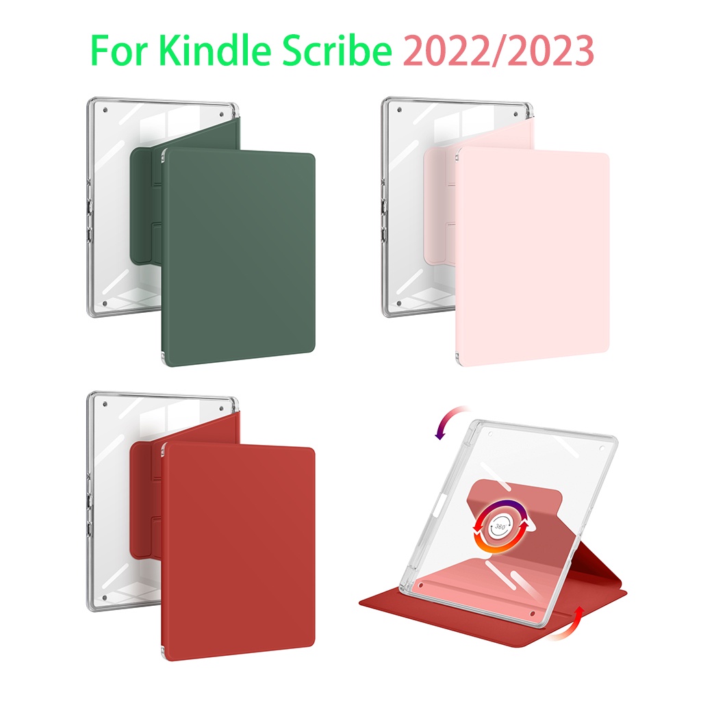 外殼柔軟 PU 皮革可旋轉外殼兼容 Kindle Scribe 2022 2023 10.2 英寸 10.2 英寸型號