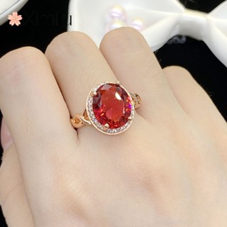 ♥ 原創新品氣質橢圓形紅碧璽寶石玫瑰金戒指女時尚飾品