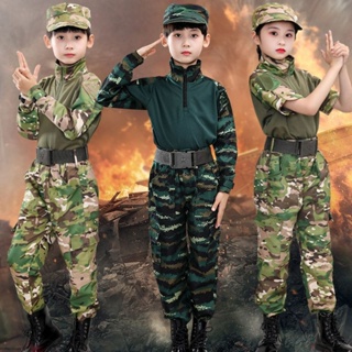職業軍裝兒童兒童迷彩服兒童運動t恤迷彩服小孩