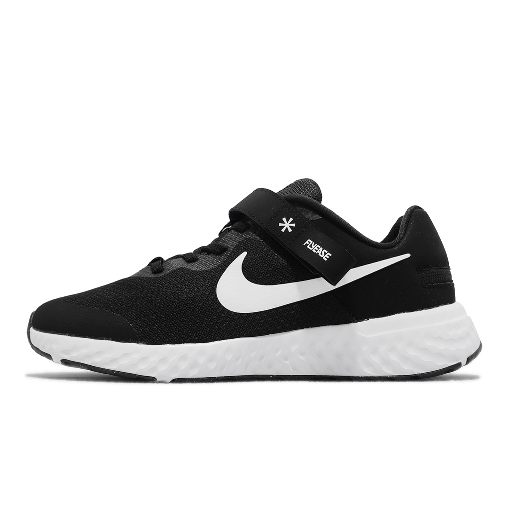 Nike 慢跑鞋 Revolution 6 Flyease NN 黑白 寬楦 女鞋 大童鞋 ACS DO5065-003