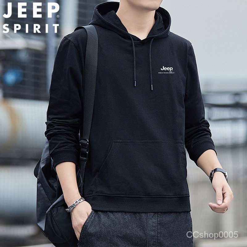 JEEP SPIRIT休閒春季新款青年連帽男裝春秋款寬鬆上衣服6546