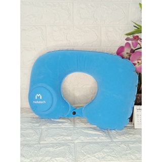 Mediatech 旅行頸枕自動泵頸枕不帶充氣淺藍色