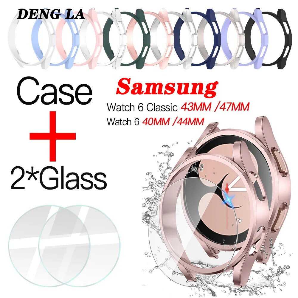 適用於 三星Galaxy Watch 6 5 4 保護殼 Active2 40MM 44MM PC鏤空殼 送鋼化膜保護貼