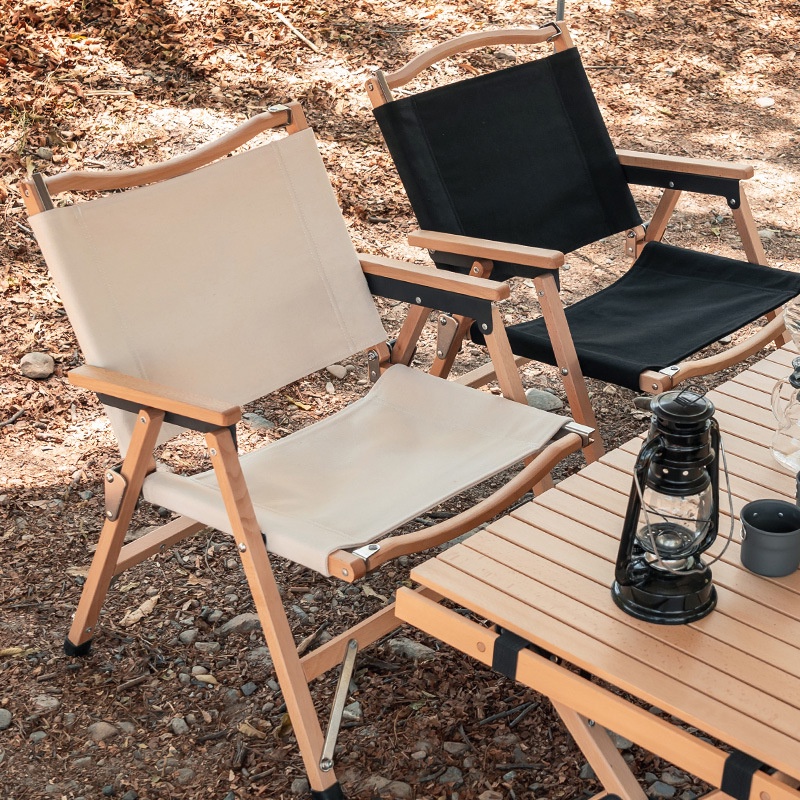 🔥免運特賣🔥櫸木克米特椅子戶外摺疊椅便攜式露營野餐凳可拆卸kermit實木椅子