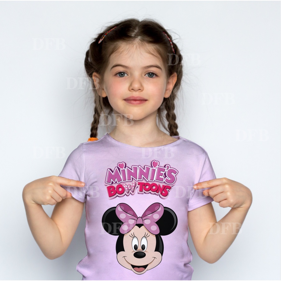 米老鼠 米妮 兒童T恤 時尚可愛日常兒童襯衫 生日派對短袖服裝