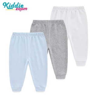 Kiddiezoom 3件組合素色寶寶褲子 0-24個月純棉柔軟嬰兒褲