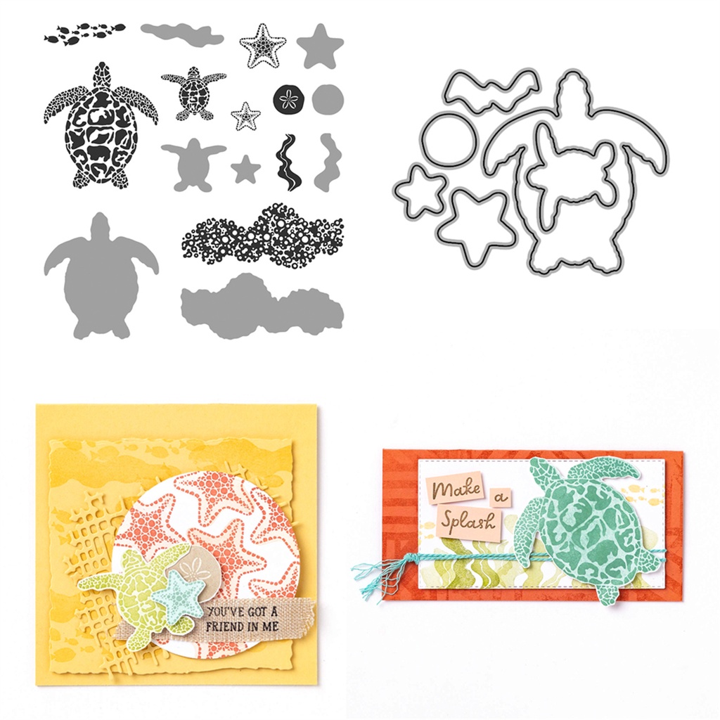 海龜金屬切割模具和郵票,用於 DIY 蝕刻模具工藝紙卡製作剪貼簿壓花