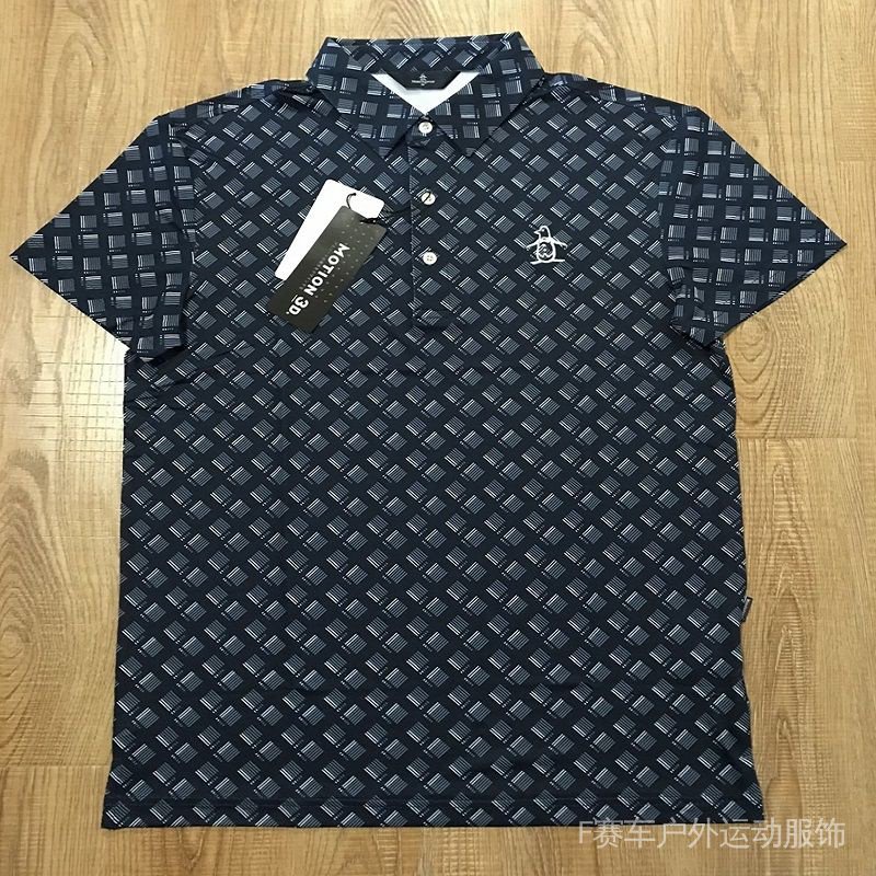 出口日韓高爾夫企鵝男士短袖T恤 3011款輕薄時尚印花彈力速乾衣
