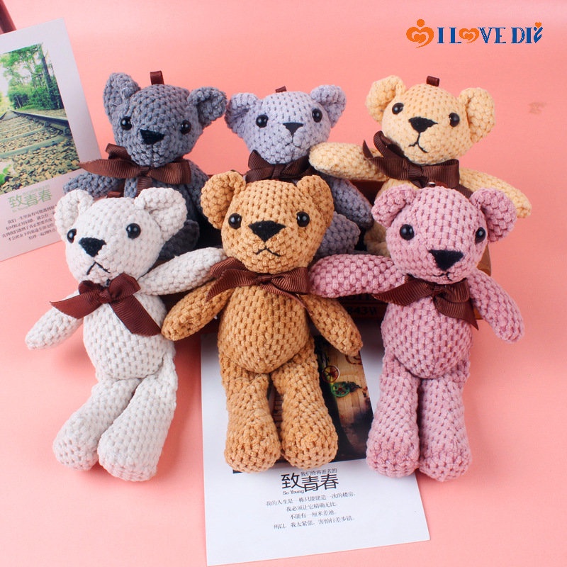 可愛的針織熊娃娃/彩色軟填充毛絨熊玩具/學生包裝飾挂件生日禮物