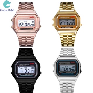 【Casio手錶】高品質中性卡西歐 LED 復古防水手錶帶不銹鋼錶帶石英數字手錶