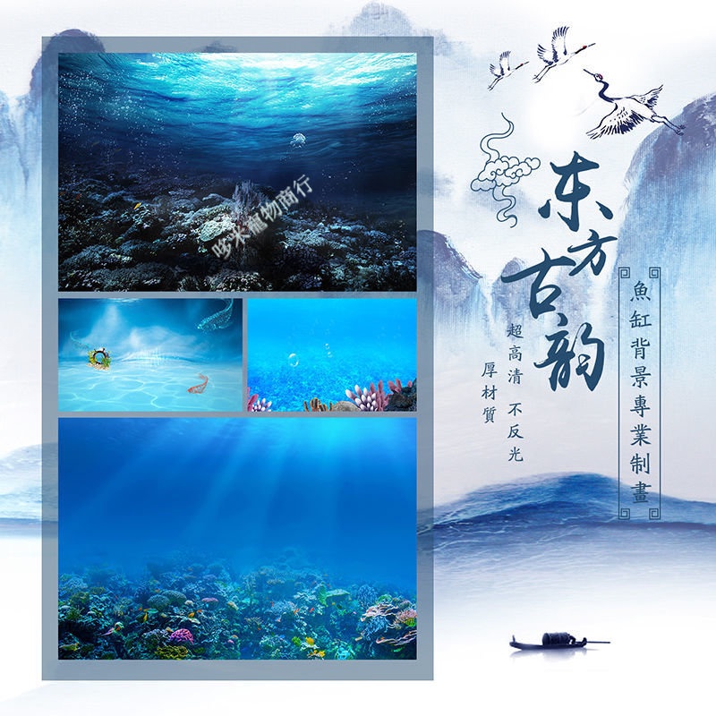 客制化 聯系客服報價 海底世界圖 魚缸背景紙畫 高清圖 3d立體壁紙造景 水族箱貼紙 壁畫板