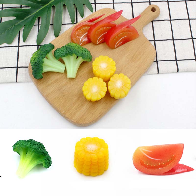 人造蔬菜食品模型假番茄西蘭花玉米模型攝影道具假裝玩具廚房裝飾