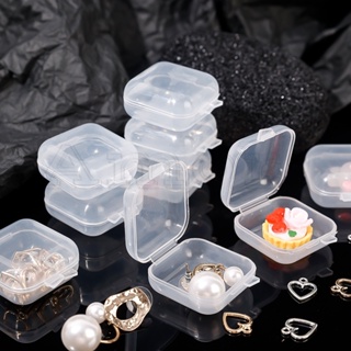 5/10 件便攜式 DIY 多用途防塵簡約項鍊戒指首飾攜帶迷你方形翻蓋收納盒裝飾品容器收納透明塑料收納盒