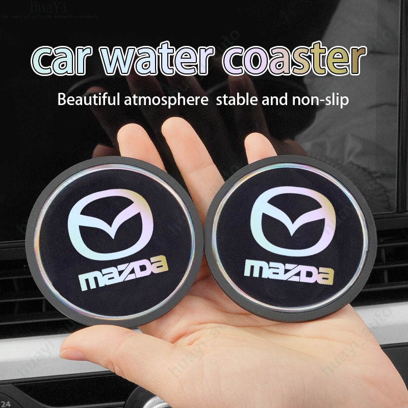 汽車激光矽膠彩色反光水杯墊適用於馬自達 Cx-5 3 2 Cx-8 Cx-3 Cx-30 6 Bt-50 Mx-5 配件