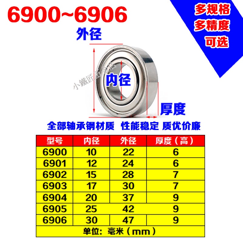 熱賣購買199發貨 深溝球薄壁微型小軸承6900ZZ 6901 6902 6903 6904 6905ZZ 6906RS