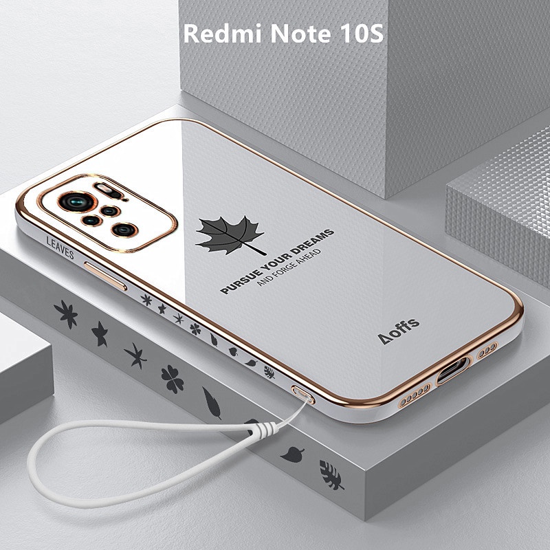外殼 Redmi Note 10S 外殼電鍍蓋楓葉軟 TPU 手機殼 Redmi Note 10S