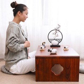 ⚡熱銷免運⚡榻榻米桌子飄窗炕桌實木桌禪意日式家用小茶臺矮桌坐地中式茶几桌