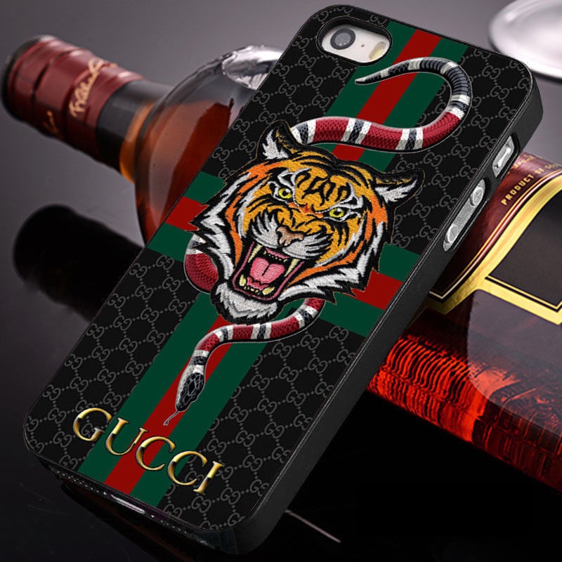 古馳 “Gucci 黑虎蛇 Gucci 黑色印花硬殼手機殼保護套適用於 IPhone 13 IPhone 13 Pro