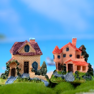 整套4款 微景觀擺件多肉樹脂裝飾別墅DIY工藝品材料配件卡通可愛房子模型